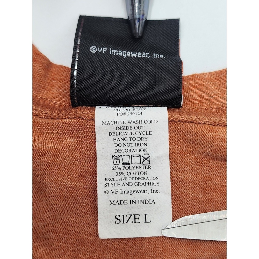 Harley-Davidson Womens Eagle Graphic T-Shirt Orange Acid Wash Tacoma WA Large - Picture 11 of 16